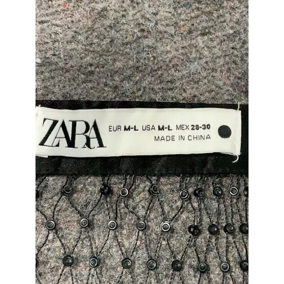 Zara Black Mesh Rhinestone Sheer Skirt M-L - Picture 2 of 3